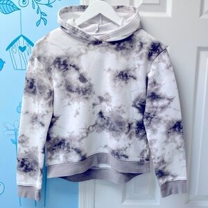 SO Softest Crop Fleece Tie Dye White Gray Beige Hoodie Girls Junior XL (14-16) !